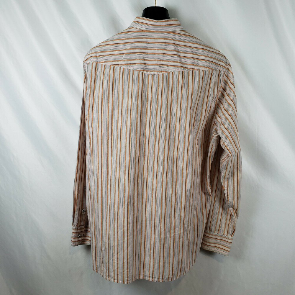 Tommy Bahama Mens Orange Pink Gray Stripe Long Sleeve Button Up Shirt Sz LG EUC - Picture 4 of 12